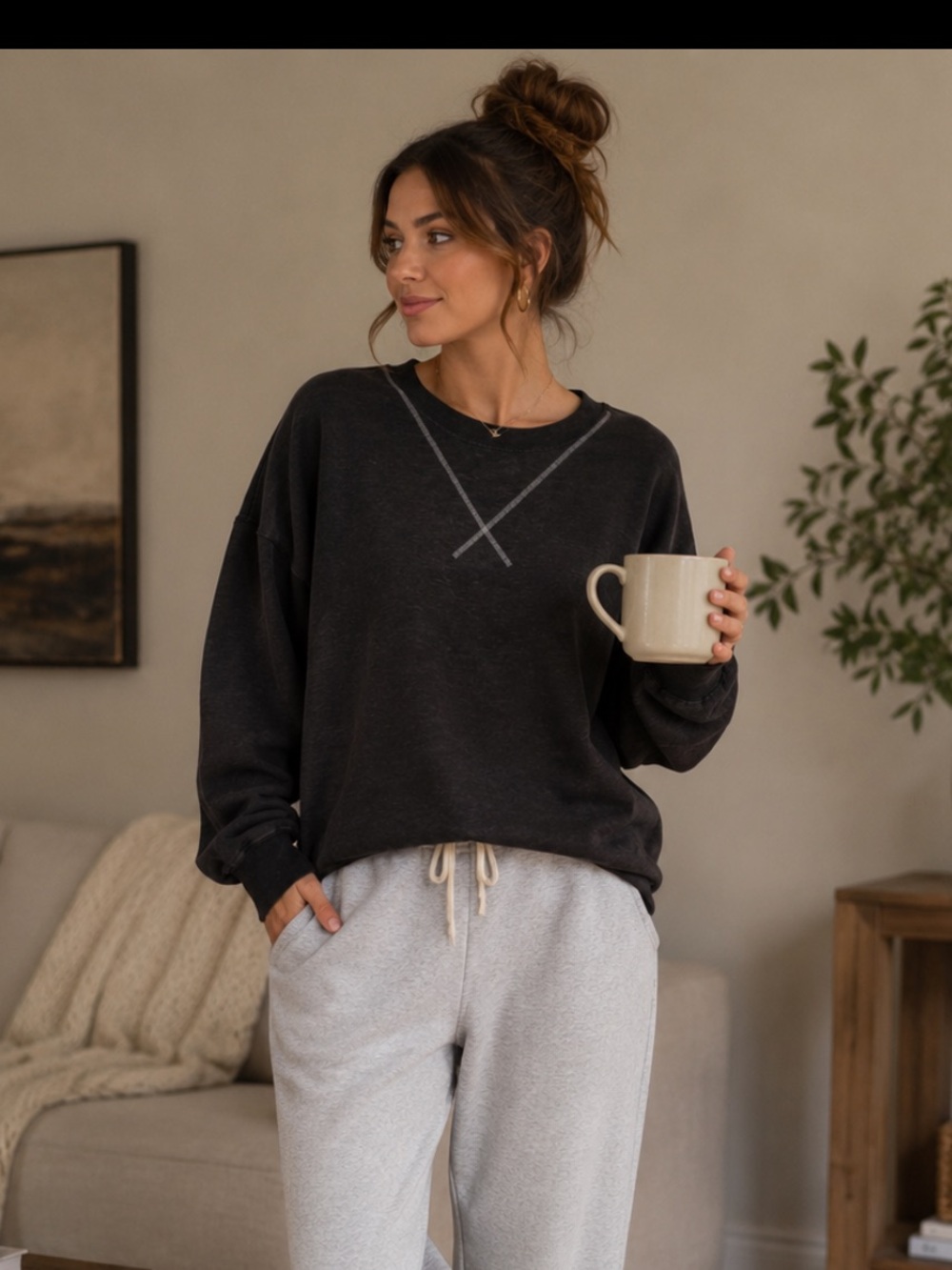 We The Free Charcoal Black Pullover Sweatshirt